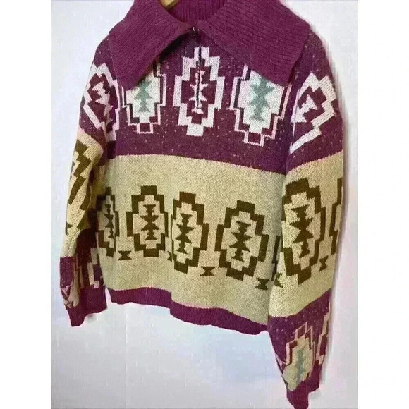 Woven‎ Heart Sweater Womens Large Aztec Lagenlook Cabincore Western Cowgirl Gorp - Picture 3 of 12